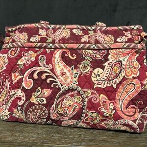 Retired Vera Bradley Red and Pink Paisley Shoulder Bag